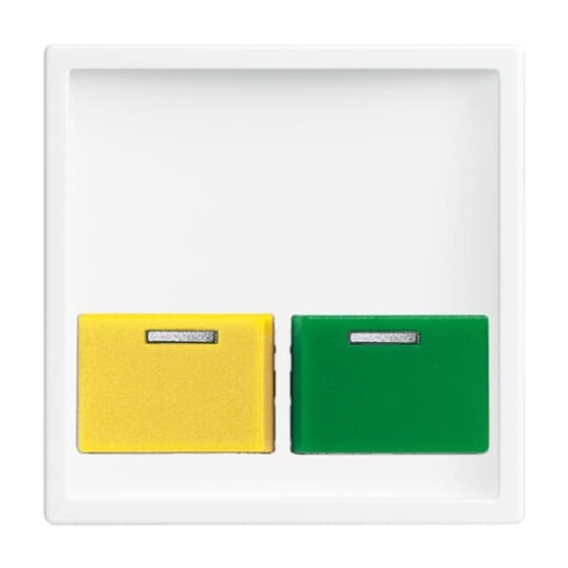 Cover plate Reset 2 gang Yellow  Green studio white - Platform 63
