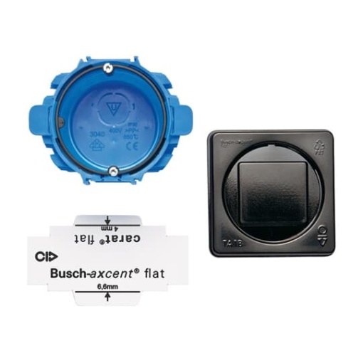 Mounting box set 1 gang with Plastering moulding tool, positioning device, RFID-chip blue - Busch-axcent