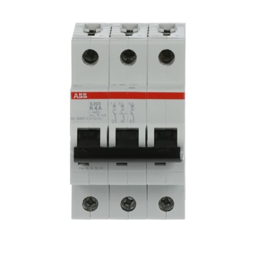 Miniature Circuit Breaker - S200 - 3P - 4 A - K - AC 6 kA