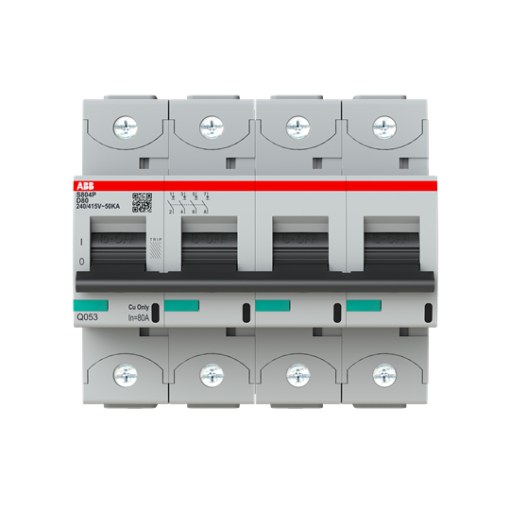 S804P-D80 High Performance Circuit Breaker. D Characteristic. 50kA, 80A, 4P