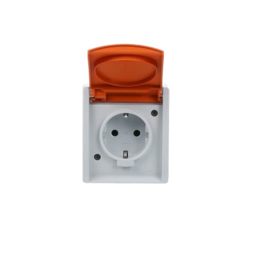 SCHUKO Socket with labelling field with Hinged Lid 16 A grey  blue-green  orange  - ocean