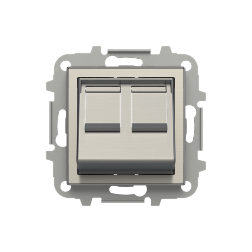 Cover plate Data connection 2 gang Stainless steel - Sky Niessen