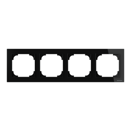 Frame 4-gang Black Glass - Alba