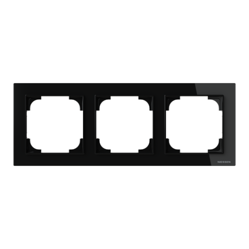 Frame 3-gang Black Glass - Alba