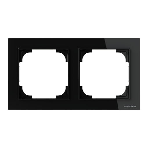 Frame 2-gang Black Glass - Alba