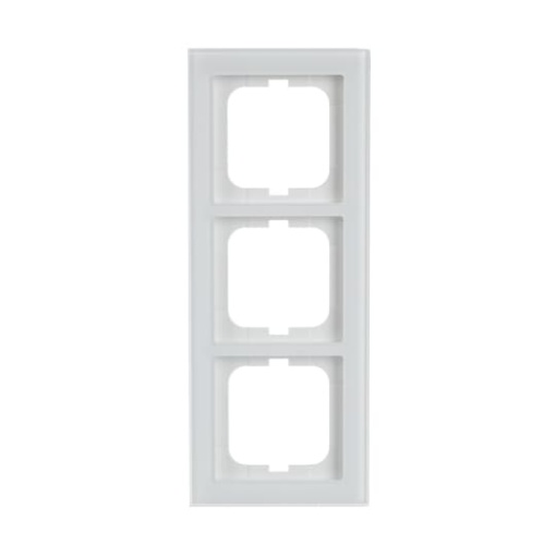 Cover frame 3-gang white glass - Busch-axcent pur
