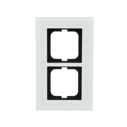 Cover frame 2-gang white glass - carat