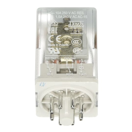 CR-U012DC2L Pluggable interface relay 2co, A1-A212VDC, 250V10A, LED