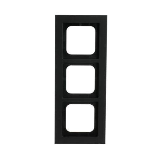 Cover frame 3-gang black matt - Busch-axcent pur