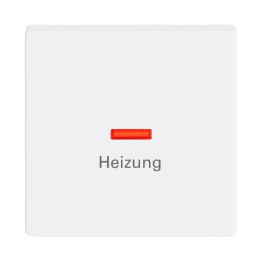 Rocker with legend Heizung with Small Red Calotte for Switchpush button, Single rocker studio white - Platform 63