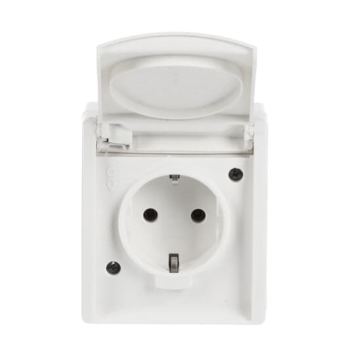 SCHUKO Socket with labelling field with Hinged Lid 16 A white  - ocean