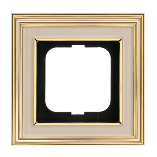 Cover frame 1-gang polished brass ivory white - Busch-Dynasty