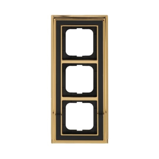 Cover frame 3-gang polished brass anthracite - Busch-Dynasty
