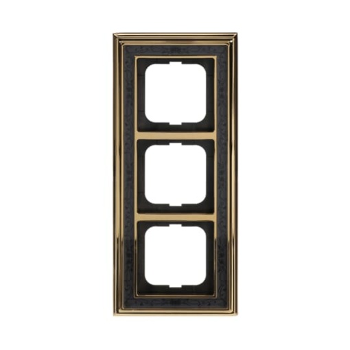 Cover frame 3-gang polished brass decor anthracite - Busch-Dynasty
