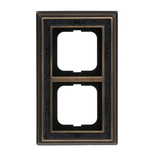 Cover frame 2-gang antique brass decor anthracite - Busch-Dynasty