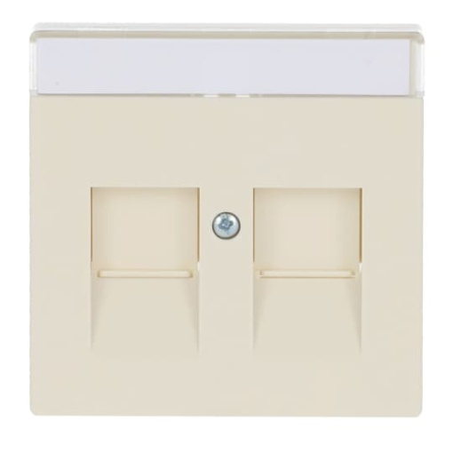 Cover plate with labelling field Modular Jack 2 gang ivory white - Platform 63