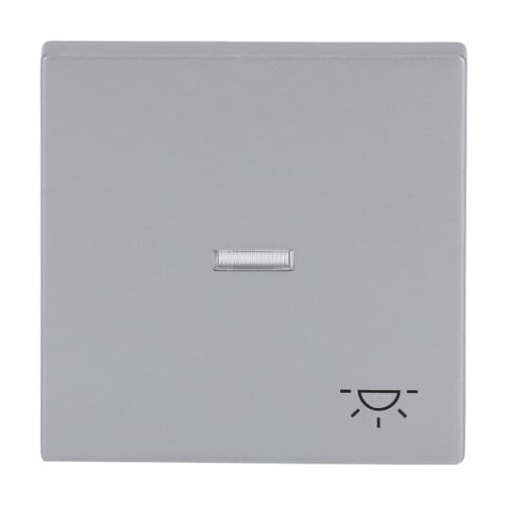 Rocker with legend Symbol "light" with Small Transparent Calotte for Switchpush button, Single rocker aluminium silver - Platform 63