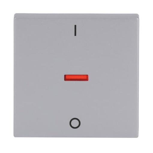 Rocker with legend Characters 0 and 1 with Small Red Calotte for Switchpush button, Single rocker aluminium silver - Platform 63