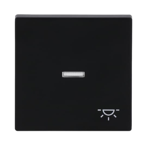 Rocker with legend Symbol "light" with Small Transparent Calotte for Switchpush button, Single rocker black matt - Platform 63