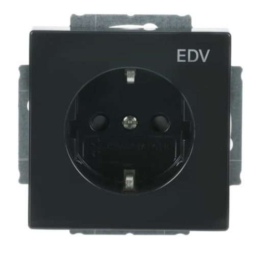 SCHUKO Socket insert with legend EDV Safety Shutter anthracite - Platform 63