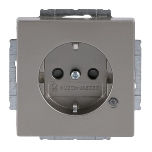 SCHUKO socket insert Safety Shutter with LED Control light Green stainless steel - Pure Stainless Steel