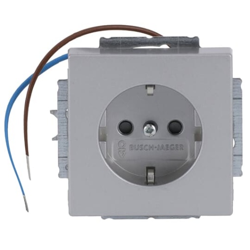 Busch-steplight SCHUKO socket insert Safety Shutter with LED Night light White aluminium silver - Platform 63