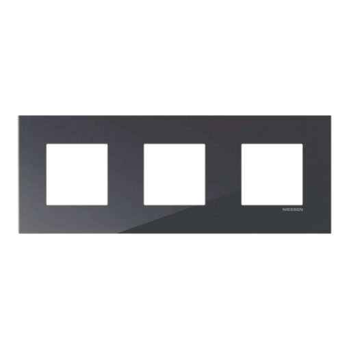 Frame 3-gang Tacteo Black - Zenit