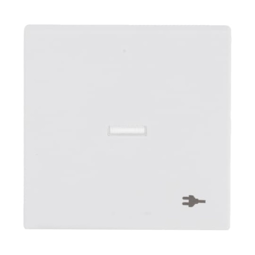 Rocker with legend Symbol "Socket" with Small Transparent Calotte for Switchpush button, Single rocker studio white matt - Platform 63