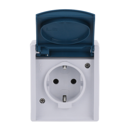 SCHUKO socket with Hinged Lid 16 A grey  blue-green  - ocean