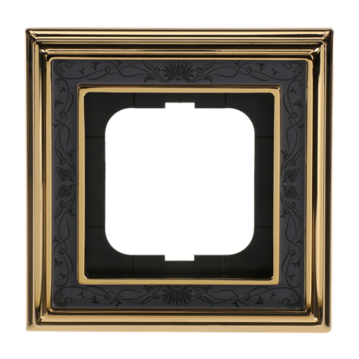 Cover frame 1-gang polished brass decor anthracite - Busch-Dynasty