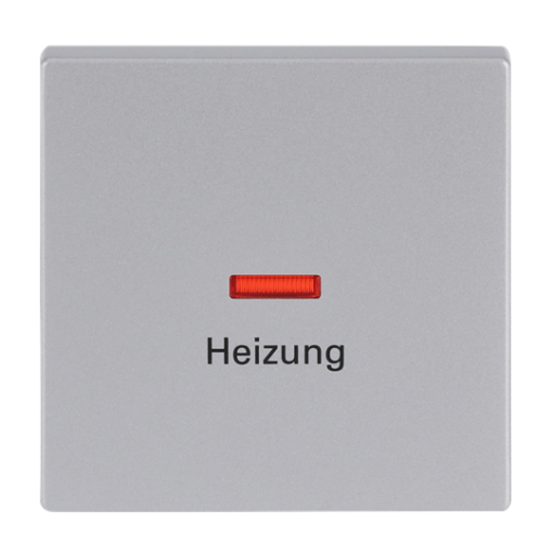 Rocker with legend Heizung with Small Red Calotte for Switchpush button, Single rocker aluminium silver - Platform 63