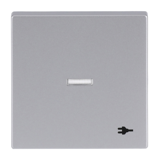 Rocker with legend Symbol "Socket" with Small Transparent Calotte for Switchpush button, Single rocker aluminium silver - Platform 63