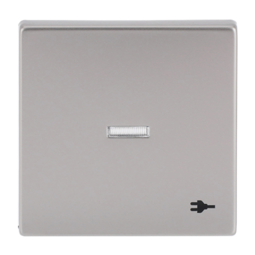 Rocker with legend Symbol "Socket" with Small Transparent Calotte for Switchpush button, Single rocker stainless steel - Pure Stainless Steel