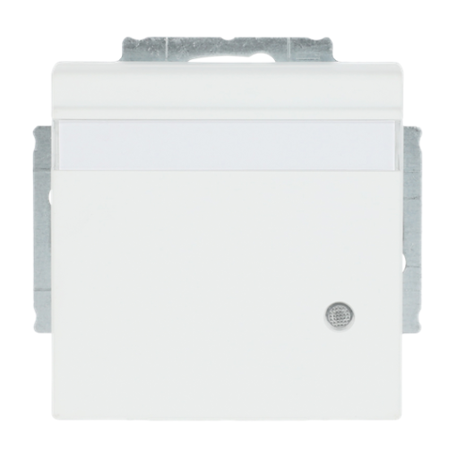 SCHUKO Socket insert with labelling field Safety Shutter with LED Control light with Hinged Lid with label space studio white matt - Platform 63
