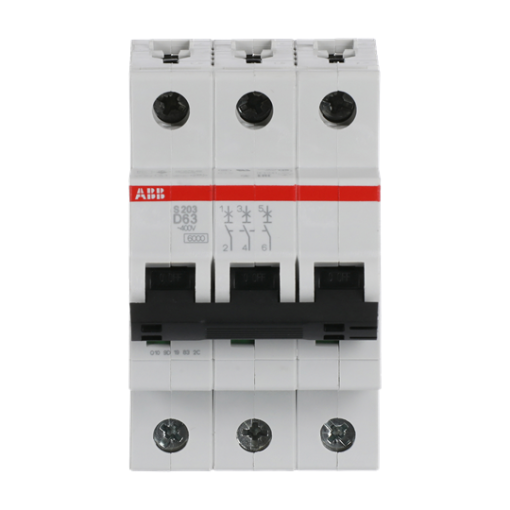 Miniature Circuit Breaker - S200 - 3P - 63 A - D - AC 6 kA