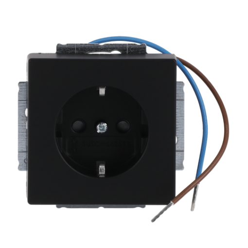 Busch-steplight SCHUKO socket insert Safety Shutter with LED Night light White black matt - Platform 63