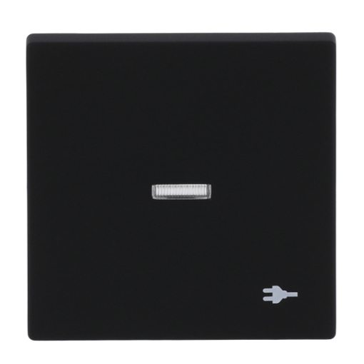 Rocker with legend Symbol "Socket" with Small Transparent Calotte for Switchpush button, Single rocker black matt - Platform 63