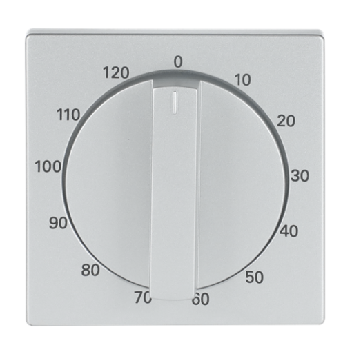 Cover plate with legend 10 ... 120 Min for Time switch, Turn button with handle aluminium silver - Platform 63