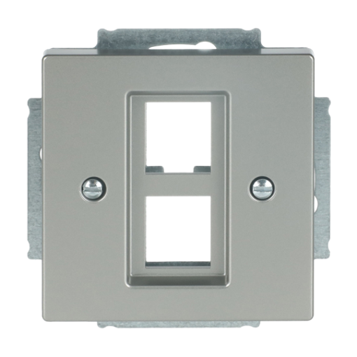 Cover plate Modular Jack 2 gang stainless steel - Pure Stainless Steel