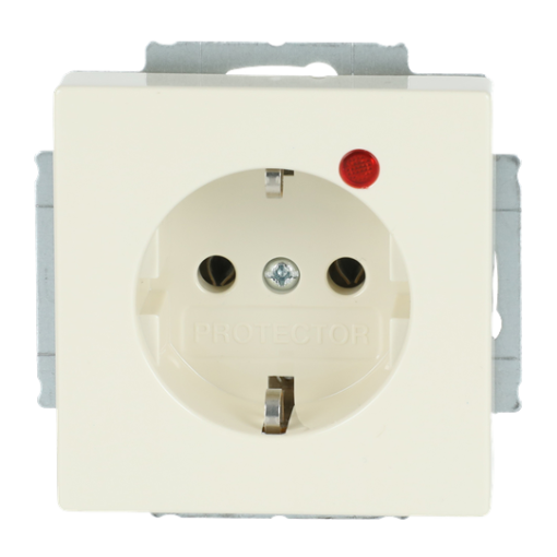 Busch-Protector SCHUKO socket insert with Neon lamp Red with screw terminals ivory white - Platform 63