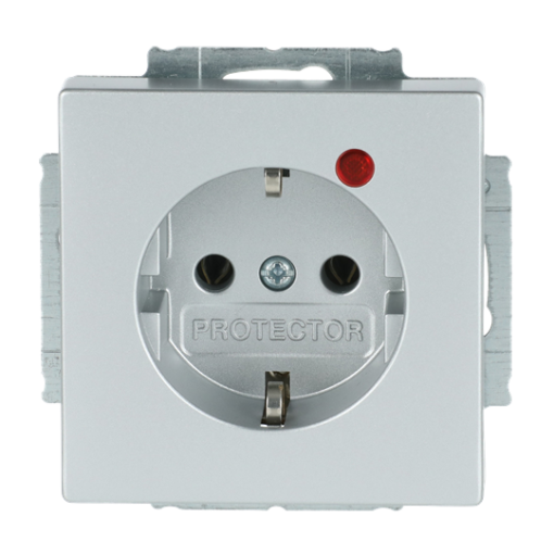 Busch-Protector SCHUKO socket insert with Neon lamp Red with screw terminals aluminium silver - Platform 63