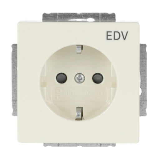 SCHUKO Socket insert with legend EDV Safety Shutter ivory white - Platform 63