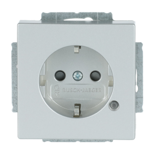 SCHUKO socket insert Safety Shutter with LED Control light Green aluminium silver - Platform 63