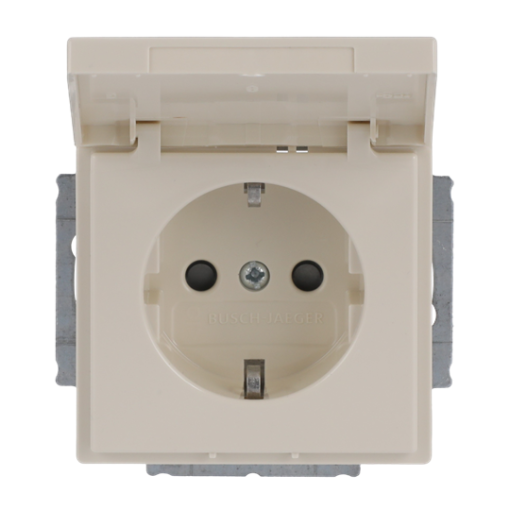 SCHUKO socket insert Safety Shutter with Hinged Lid without claw ivory white - Platform 63