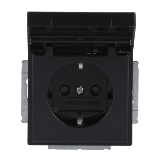 SCHUKO Socket insert with labelling field Safety Shutter with Hinged Lid with label space anthracite - Platform 63