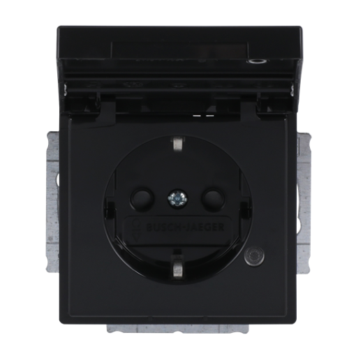 SCHUKO Socket insert with labelling field Safety Shutter with LED Control light with Hinged Lid with label space anthracite - Platform 63