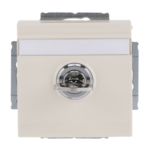 SCHUKO Socket insert with labelling field Safety Shutter with Hinged Lid and Cylinder with Different Locking with label space ivory white - Platform 63