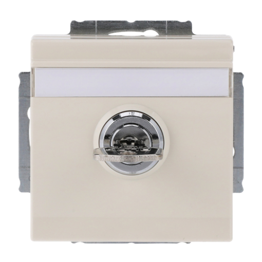 SCHUKO Socket insert with labelling field Safety Shutter with Hinged Lid and Cylinder with Simultaneous Locking with label space ivory white - Platform 63