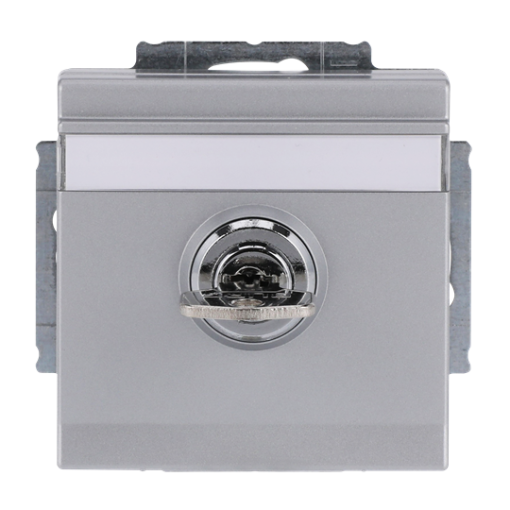 SCHUKO Socket insert with labelling field Safety Shutter with Hinged Lid and Cylinder with Different Locking with label space aluminium silver - Platform 63