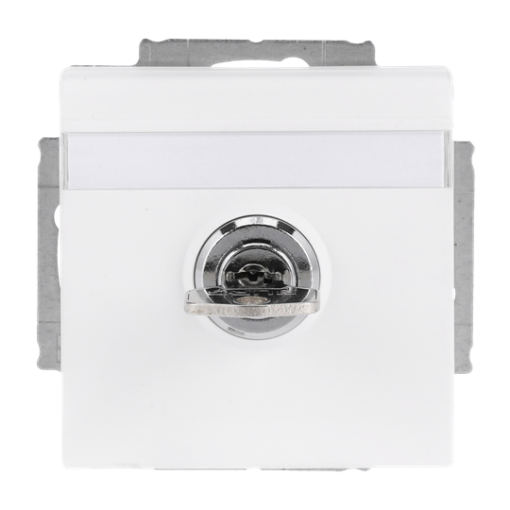 SCHUKO Socket insert with labelling field Safety Shutter with Hinged Lid and Cylinder with Different Locking with label space studio white matt - Platform 63